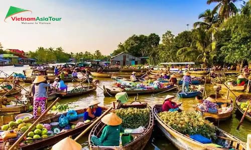 Un mercado flotante en el Delta del Mekong